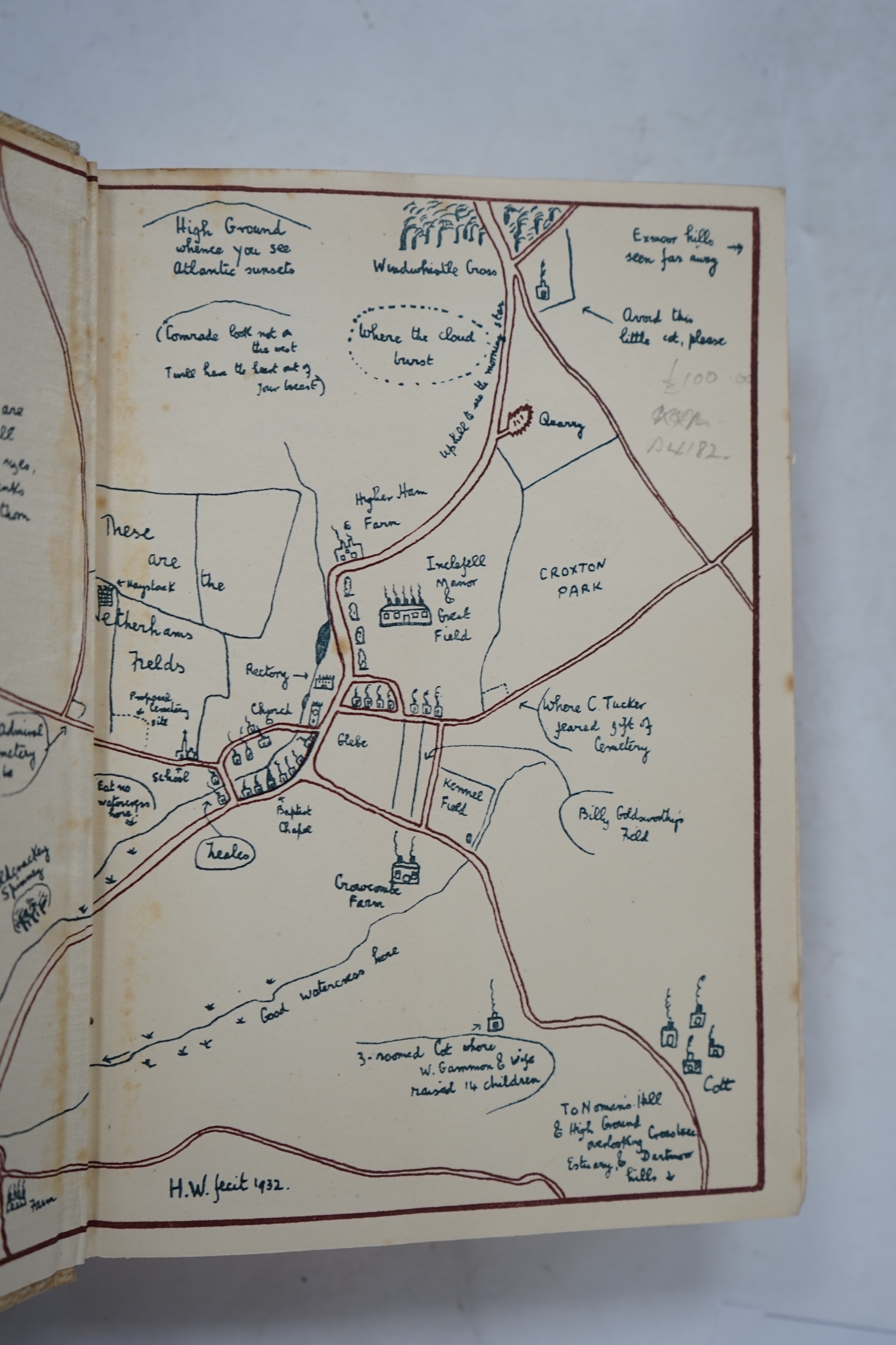 Williamson, Henry - The Labouring Life, Limited Edition (of 122 numbered copies, signed by the author). frontis., pictorial and outline coloured map on e/ps.; original vellum backed gilt cloth, gilt lettered spine and wi